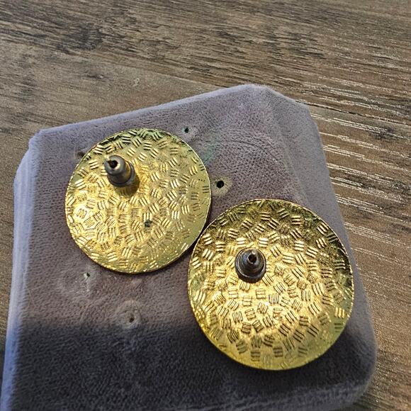 Vintage Cloisonne Enamel White Cats Stud Earrings Kitten Jewelry Gold Tone Kitty - Picture 4 of 5